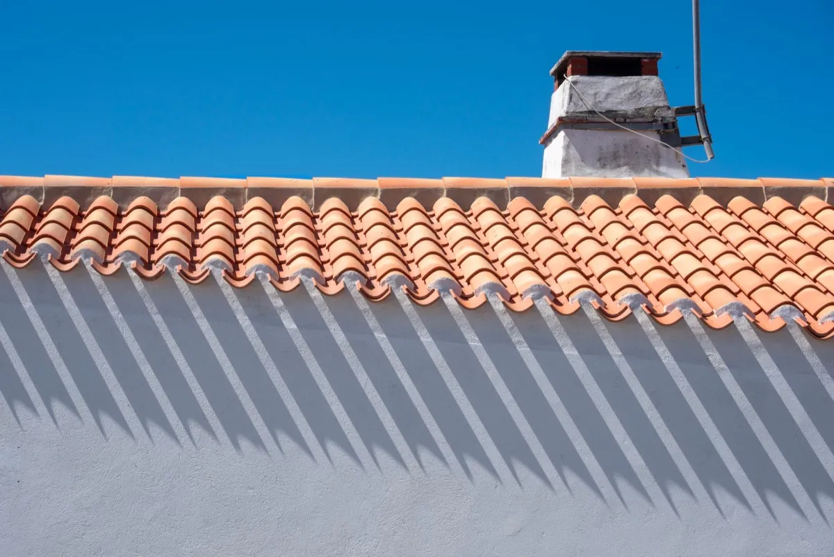 Roof ridge line and chimney on a home in Spring Hill, FL